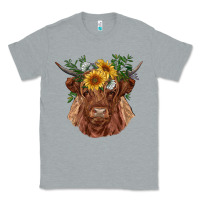 Heather Grey highland cow with sunflowers Classic Tee - RanaPortraitStore