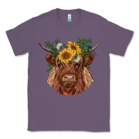 Lavender highland cow with sunflowers Classic Tee - RanaPortraitStore