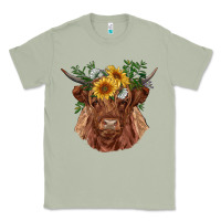Matcha highland cow with sunflowers Classic Tee - RanaPortraitStore