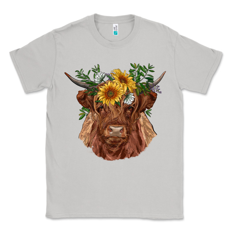Highland Cow With Sunflowers Classic Tee by RanaPortraitStore | Teevron