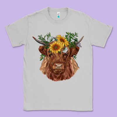 Highland Cow With Sunflowers Classic Tee Designed By Ranaportraitstore
