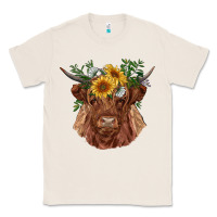Natural highland cow with sunflowers Classic Tee - RanaPortraitStore