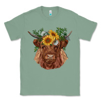 Sage highland cow with sunflowers Classic Tee - RanaPortraitStore