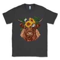 Smoke highland cow with sunflowers Classic Tee - RanaPortraitStore