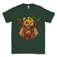 Sports Green highland cow with sunflowers Classic Tee - RanaPortraitStore