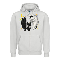 Dove Grey Ghost Cats with Balance Halloween Zipper Hoodie - texasbilliewilder