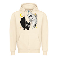 Sandshell Ghost Cats with Balance Halloween Zipper Hoodie - texasbilliewilder
