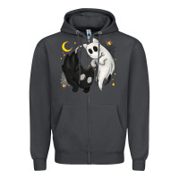 Smoke Ghost Cats with Balance Halloween Zipper Hoodie - texasbilliewilder