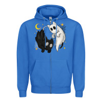 True Royal Ghost Cats with Balance Halloween Zipper Hoodie - texasbilliewilder
