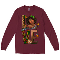 Burgundy love melanin Long Sleeve Tee - texasbilliewilder