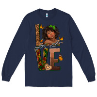 Navy love melanin Long Sleeve Tee - texasbilliewilder