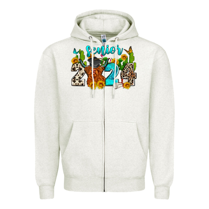 Senior 2024 Cow Zipper Hoodie by Zillion Design Studio | Teevron