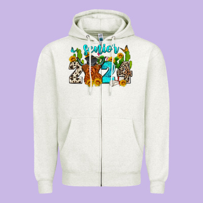 Senior 2024 Cow Zipper Hoodie Designed By Zillion Design Studio