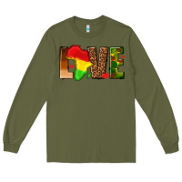 Army Green love melanin with african map Long Sleeve Tee - texasbilliewilder