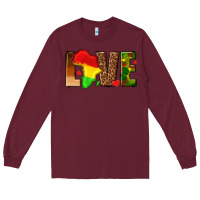 Burgundy love melanin with african map Long Sleeve Tee - texasbilliewilder