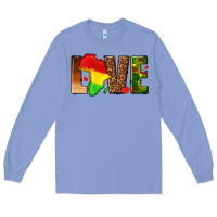 Colony Blue love melanin with african map Long Sleeve Tee - texasbilliewilder