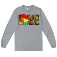 Heather Grey love melanin with african map Long Sleeve Tee - texasbilliewilder