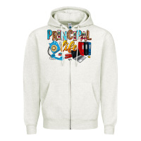 Oatmeal Heather principal life Zipper Hoodie - Zillion Design Studio
