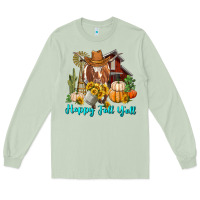 Matcha Happy Fall Y'all Longhorn Cow Long Sleeve Tee - RanaPortraitStore