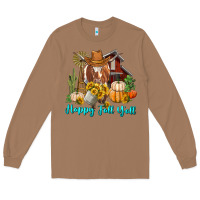 Toasted Coconut Happy Fall Y'all Longhorn Cow Long Sleeve Tee - RanaPortraitStore