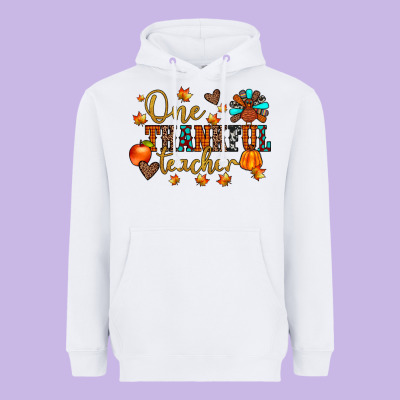 One Thankful Teacher Heavyweight Hoodie Designed By Jahusdesignshop