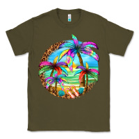 Army Green summer colorful palms Classic Tee - texasbilliewilder