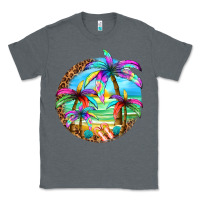 Charcoal Heather summer colorful palms Classic Tee - texasbilliewilder