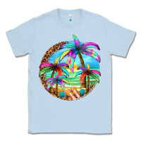 Dusty Blue summer colorful palms Classic Tee - texasbilliewilder