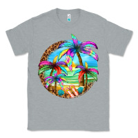 Heather Grey summer colorful palms Classic Tee - texasbilliewilder