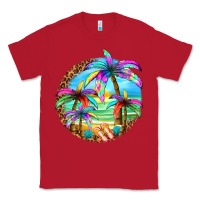 Red summer colorful palms Classic Tee - texasbilliewilder