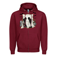 Burgundy Ghost Cat Zipper Hoodie - texasbilliewilder