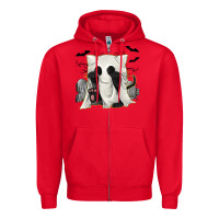 Red Ghost Cat Zipper Hoodie - texasbilliewilder