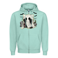 Seafoam Ghost Cat Zipper Hoodie - texasbilliewilder