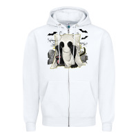 White Ghost Cat Zipper Hoodie - texasbilliewilder