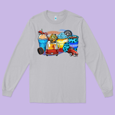 Truck Coffee Cups Long Sleeve Tee Designed By Zillion Design Studio