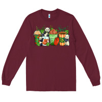 Burgundy panda coffee cups Long Sleeve Tee - Zillion Design Studio