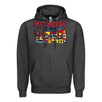 Charcoal Heather my daddy is my hero dispatcher Zipper Hoodie - Zillion Design Studio