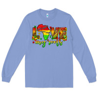 Colony Blue love my roots juneteenth Long Sleeve Tee - texasbilliewilder