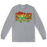 Heather Grey love my roots juneteenth Long Sleeve Tee - texasbilliewilder