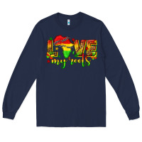 Navy love my roots juneteenth Long Sleeve Tee - texasbilliewilder