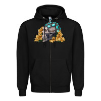Black skull with sunflowers Zipper Hoodie - RanaPortraitStore