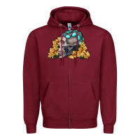 Burgundy skull with sunflowers Zipper Hoodie - RanaPortraitStore