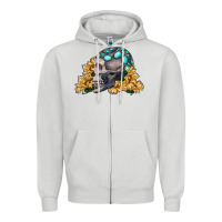 Dove Grey skull with sunflowers Zipper Hoodie - RanaPortraitStore