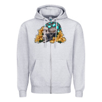 Heather Grey skull with sunflowers Zipper Hoodie - RanaPortraitStore