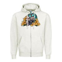Oatmeal Heather skull with sunflowers Zipper Hoodie - RanaPortraitStore