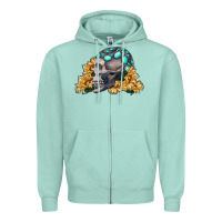 Seafoam skull with sunflowers Zipper Hoodie - RanaPortraitStore