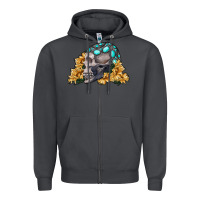 Smoke skull with sunflowers Zipper Hoodie - RanaPortraitStore