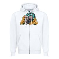 White skull with sunflowers Zipper Hoodie - RanaPortraitStore