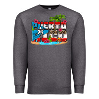 Charcoal Heather puerto rico and flowers with frog Premium Sweatshirt - AdoDesignShop
