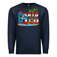 Navy puerto rico and flowers with frog Premium Sweatshirt - AdoDesignShop